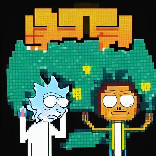 Image similar to Rick and Morty pixel art