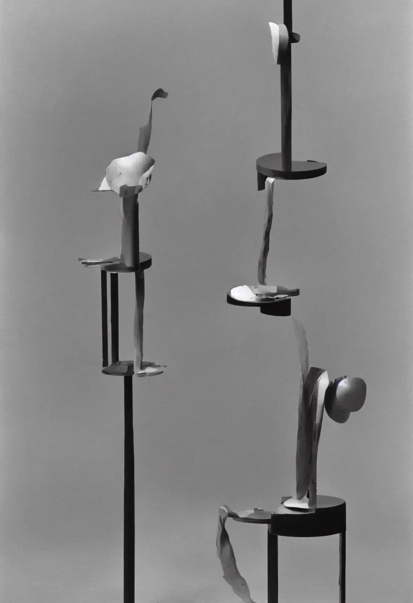 Prompt: In Advance of the Broken RAM machine by Marcel Duchamp, simple readymade object on a pedestal, courtesy of Centre Pompidou, archive photography by Irving Penn