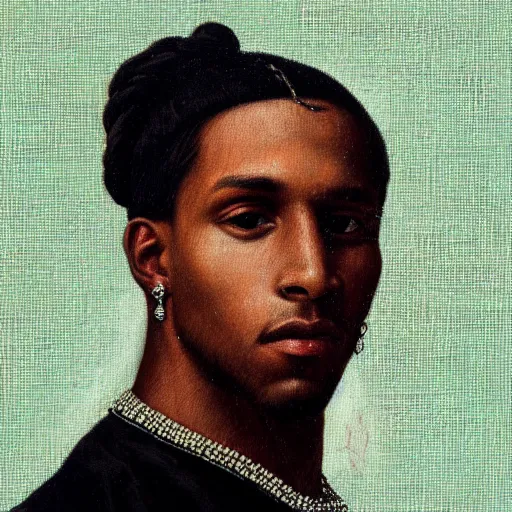 Prompt: a renaissance style portrait painting of asap rocky