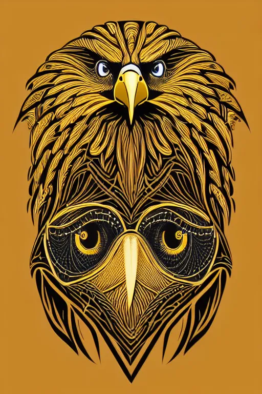 Image similar to Portrait of eagle, steampunk, gold, colorful, illustration, highly detailed, simple, smooth and clean vector curves, no jagged lines, vector art , smooth