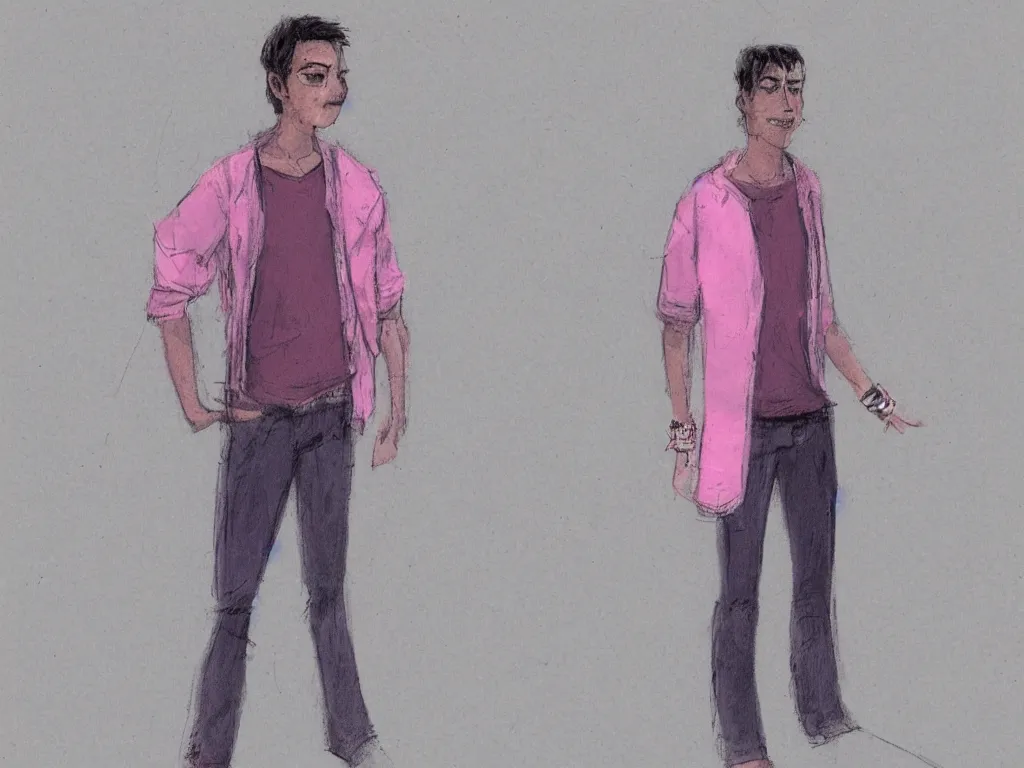 Prompt: concept art for the main character in the award winning film named life is better in pink