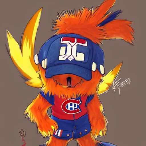 Image similar to anime Portrait of Youppi the Habs Montreal Canadiens Mascot as a very cute powerful and friendly pokemon, highly detailed anime, high evolution, 1990s, legendary, smooth, sharp focus, dynamic lighting, intricate, trending on ArtStation, illustration pokemon, art by WLOP