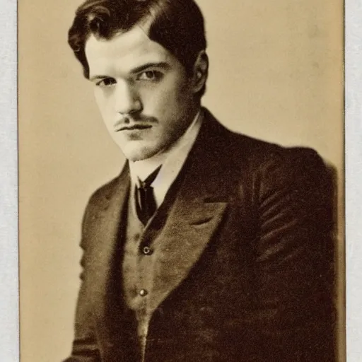 Image similar to headshot edwardian photograph of james mcavoy, henry cavill, sebastian stan, 1 9 2 0 s film actor, suave, charming, realistic face, 1 9 1 0 s, grainy, victorian, soft blur