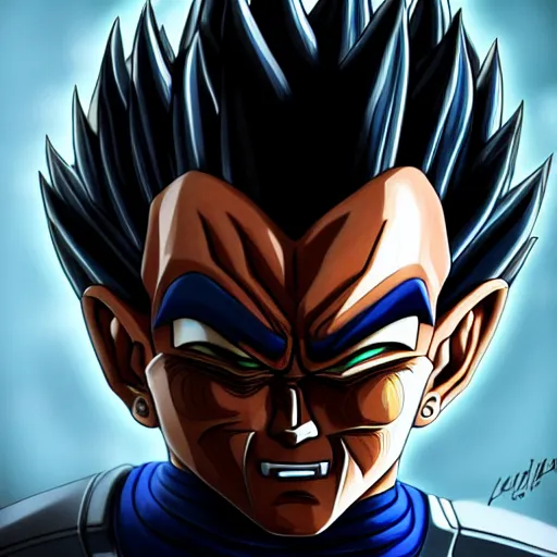 Image similar to ultra detailed portrait painting of vegeta, cinematic shot, trending on artstation, brush stroke, high quality, redshift render, photorealistic portrait