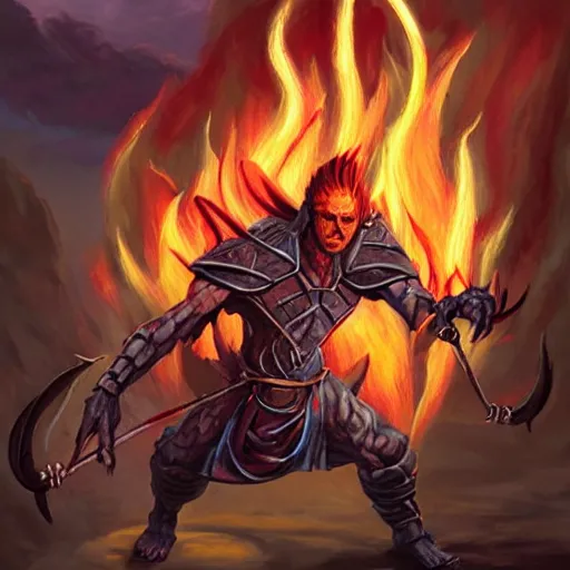 Image similar to magic the gathering koth bringer of fire - art by steve argyle