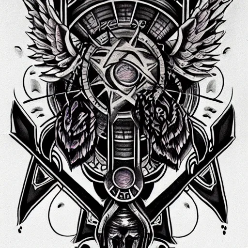 Prompt: occultist design tattoo