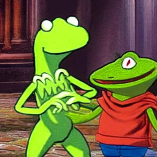 Image similar to garfield fights kermit in mortal kombat 2 0 7 7