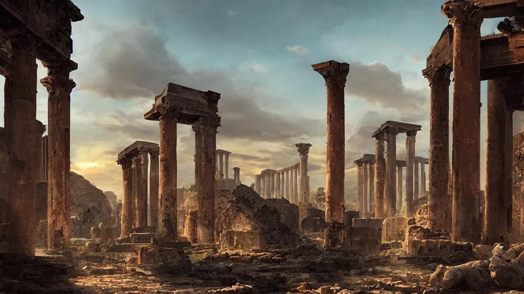 Image similar to cyberpunk pompeii landscape circa 6 5 ad