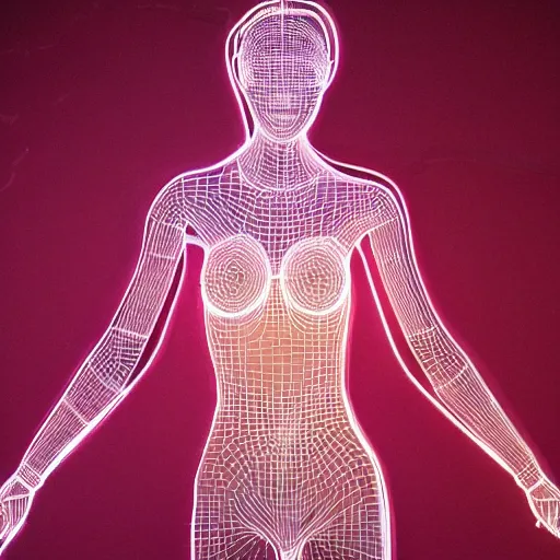 Prompt: 3 d neon art of a womens body, hyper - detailed