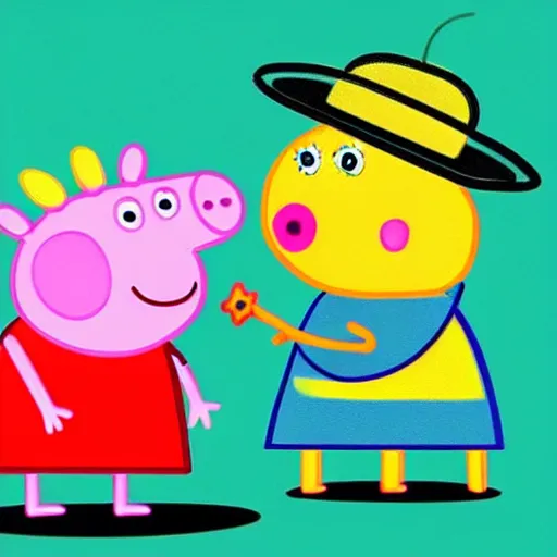 Image similar to “ peppa pig holding a rifle ”