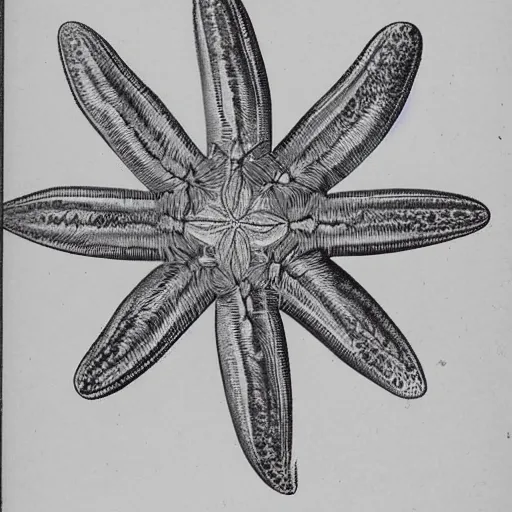 Prompt: vintage botanical illustration of starfish flower