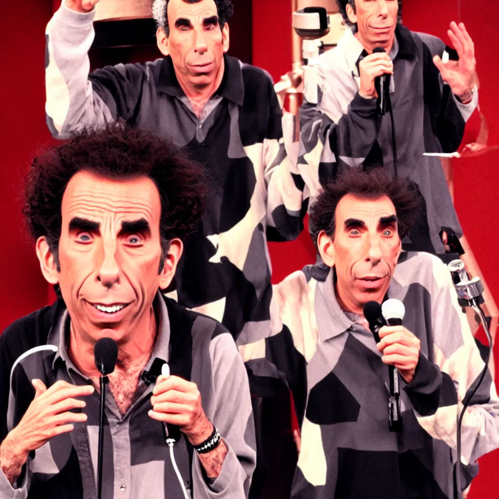 Image similar to michael richards kramer stand up special studio ghibli