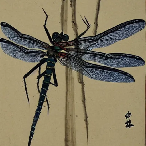 Image similar to a chinese painting of a dragonfly by qi baishi