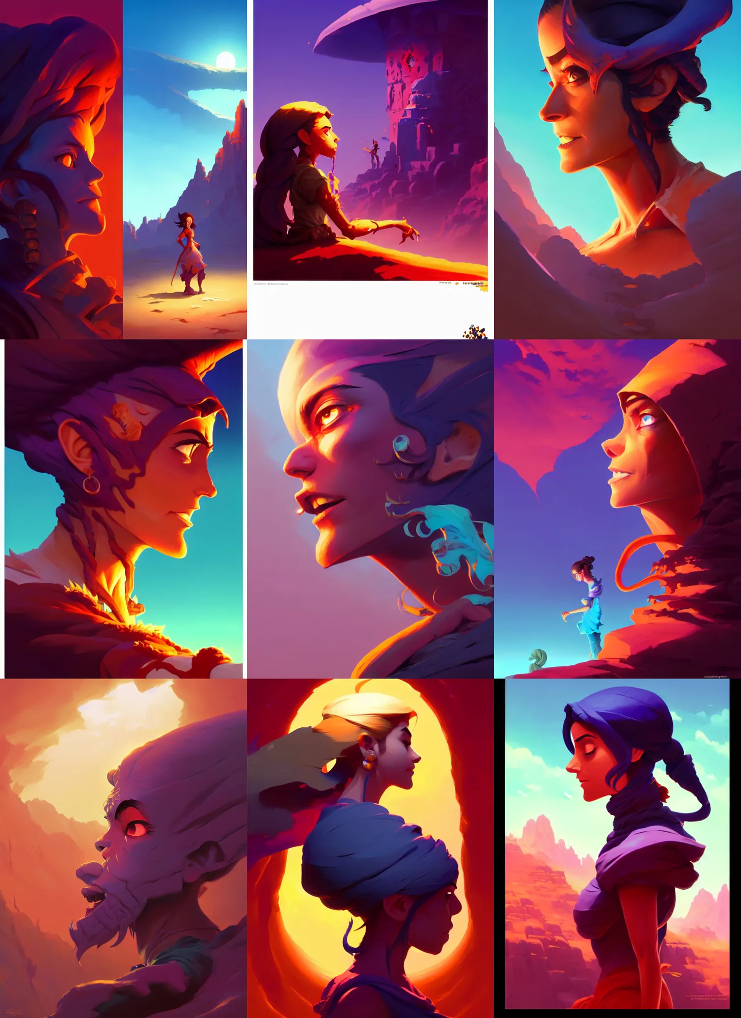 Prompt: side view cell - shaded portrait, maya ali, sorcerer, gloomhaven, maya engine, gaudy colors, matte painting concept art, by jesper ejsing, by rhads and makoto shinkai and lois van baarle and ilya kuvshinov and rossdraws