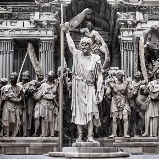 Image similar to julius caesar with his roman legion in tokyo, intricate detail, high resolution, ray tracing, dslr photo