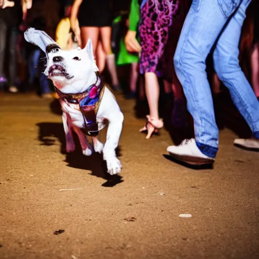 a dog sneaking up on someone at a disco Stable Diffusion OpenArt