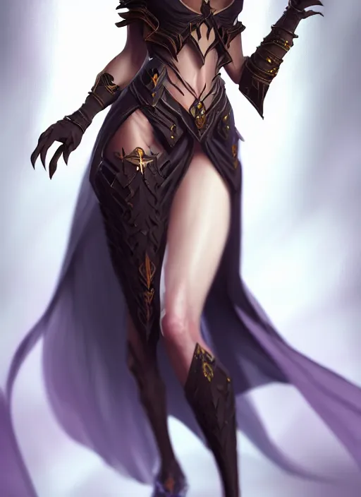 Image similar to dark sorceress with high heels, highly detailed, zeronis style, artstation, soft light, sharp focus, illustration, character design, concept art