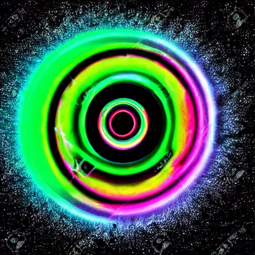 Image similar to cyberpunk neon colored blackhole mandala eye art