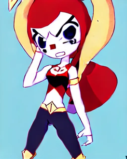 Prompt: little cartoon female character inspired by harley quinn and star butterfly from star vs force the evil, artwork by studios ghibli and rossdraws, anatomically correct, smooth, clean detailed, sharped focus, symmetrical, perfect composition, illustration, extremely coherent