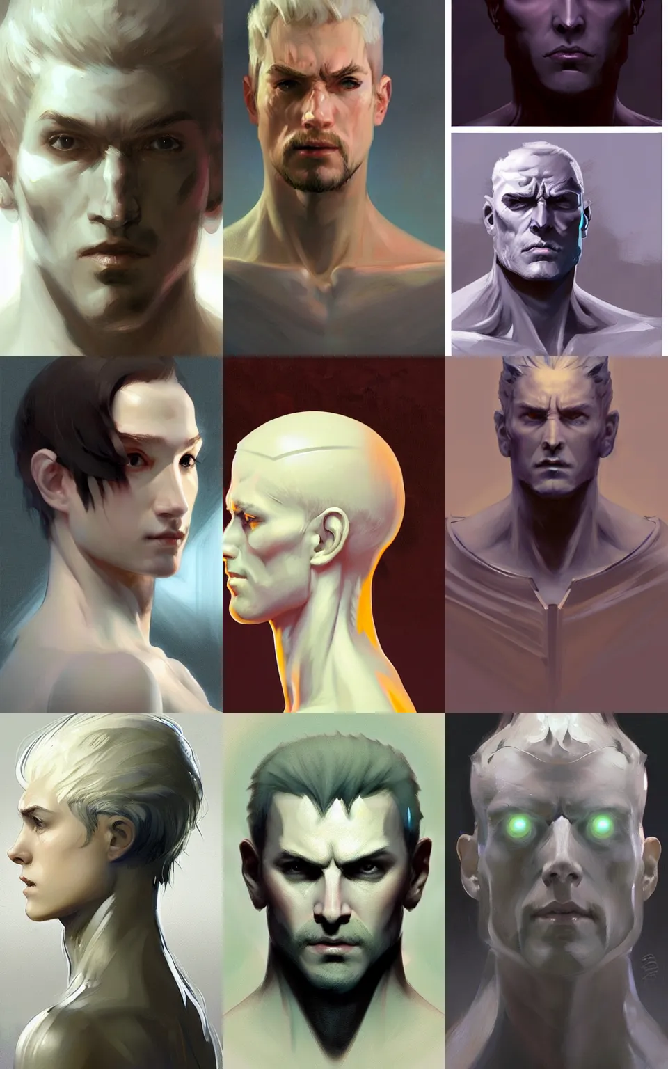 Prompt: character concept portrait, centralized head and upper torso, man made of ice, style digital painting, concept art, smooth, sharp focus, illustration, from metal gear, by ruan jia and mandy jurgens and william - adolphe bouguereau, artgerm