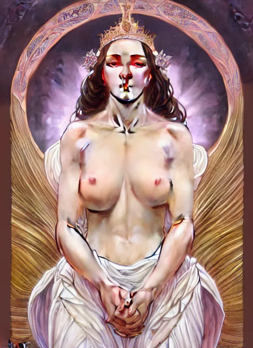 Image similar to perfectly detailed goddess queen of magnolias!! blessed by nature with ever - increasing physical mental perfection, symmetrical! intricate, sensual features, highly detailed, biblical divine holy perfection!! digital painting, artstation, concept art, smooth, sharp focus, illustration, art by artgerm and greg rutkowski and alphonse mucha