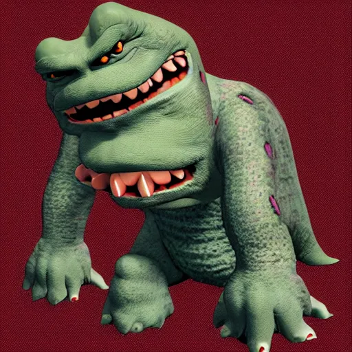 Image similar to stupid monster creature made from fabric, full color, smooth, 4 k, shrek style