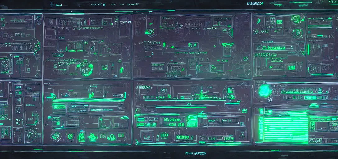 Prompt: cyberpunk hud design elements, no glow fui, interface, sharp details, highly detailed