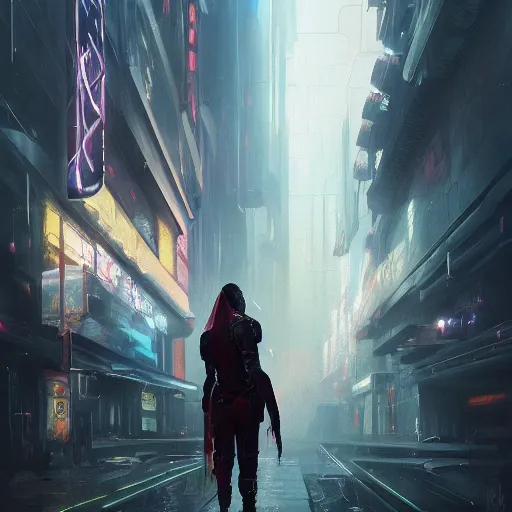 Image similar to cyberpunk, chiaroscuro, high detail, painted by greg rutkowski, painted by igor kieryluk, painted by bobby chiu, trending on artstation