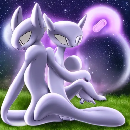 Image similar to mewtwo and mew