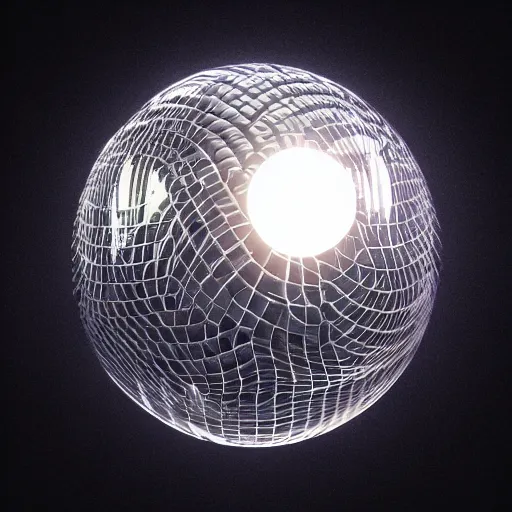 Image similar to an intricate render of a reflective ball, realistic studio lighting, light refraction, realistic reflections, octane render, unreal engine