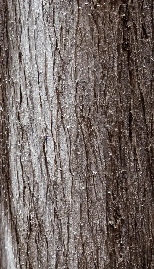 Image similar to rough tree interpolating from opaque bark to perfectly clear aerogel, precisely-cut aerogel transition, depth of field, bokeh, luminance through aerogel strata