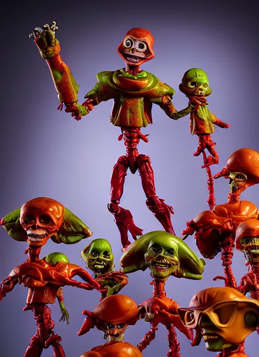 Image similar to hyperrealistic rendering, tim burton's mars attacks by richard corben and jeff easley, product photography, action figure, sofubi, studio lighting, colored gels, rimlight, backlight