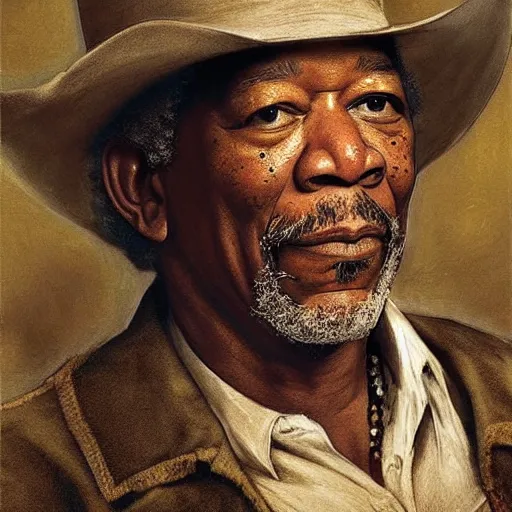 Prompt: Morgan Freeman in a western as imagined by Leonardo Davinci