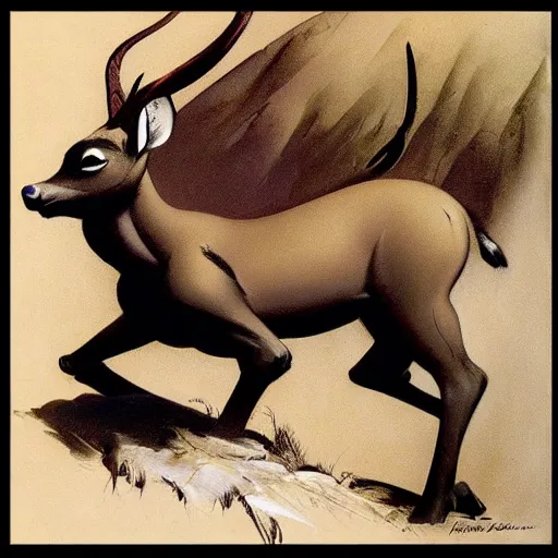 Image similar to bambi by frank frazetta