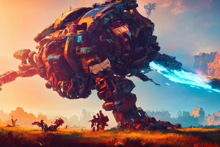 Image similar to sunwing machine mecanical creature robot of horizon forbidden west horizon zero dawn bioluminiscence global illumination ray tracing hdr fanart arstation by ian pesty and alena aenami artworks in 4 k