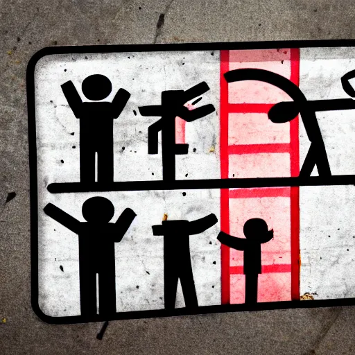 Image similar to sign with drawn stylized people and a red line on them. no friends.