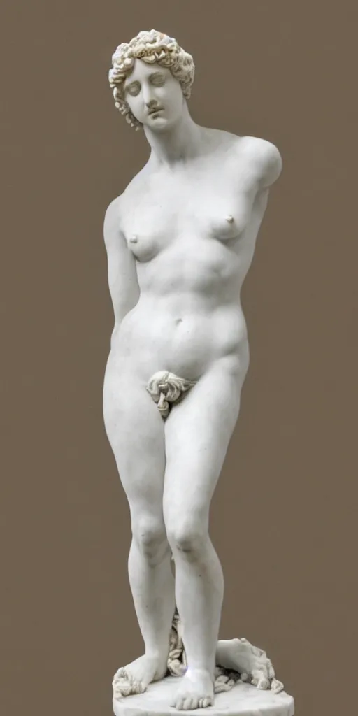 Prompt: detailed photo of an old white marble statue of most beautiful woman, full body portrait, various seducing pose, aphrodite, venus, photorealism, intricate detail, museum diffuse lighting