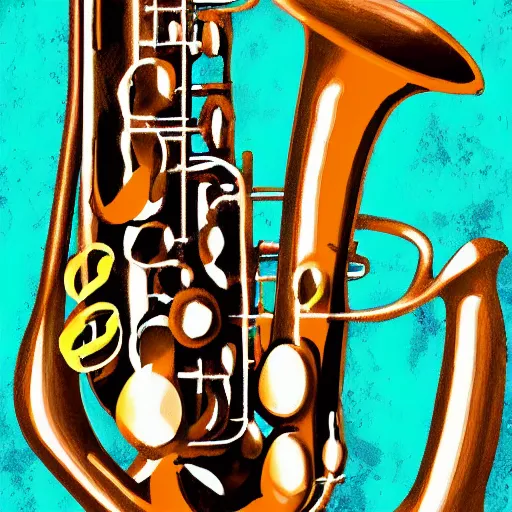 Image similar to help my saxophone is melting, digital art
