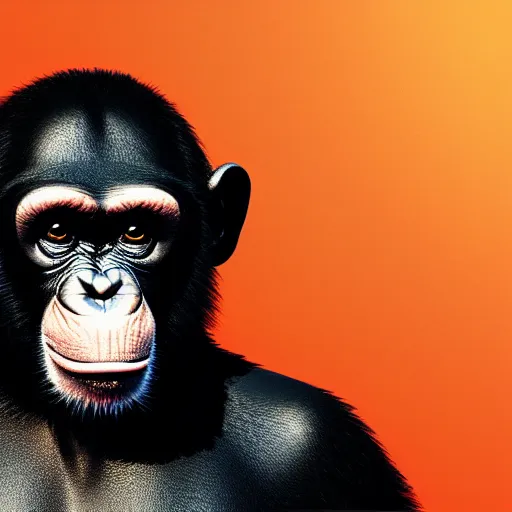 Image similar to Portrait of chimpanzee general wearing mirrorshades and a futuristic leather uniform, photorealistic, highly detailed, cinematic lighting, volumetric lighting