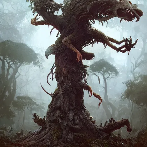 Image similar to a rat creature, in the shape of a ent, corpses and many rats around, by greg rutkowski, trending on art station, highly detailed, magic the gathering, matte painting