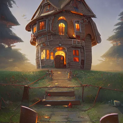 Image similar to futuristic gingerbread house, by Klaus Pillon, 4K, digital art, highly detailed, sharp, high energy