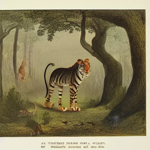 Image similar to an unexpected visitor to the zoo, color photograph in 1 8 3 2 new york