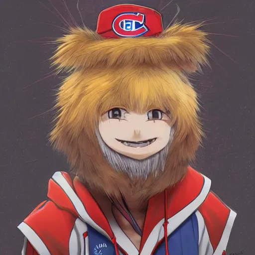 Image similar to anime Portrait of Youppi the Habs Montreal Canadiens Mascot as a very cute powerful and friendly pokemon, highly detailed anime, high evolution, 1990s, legendary, smooth, sharp focus, dynamic lighting, intricate, trending on ArtStation, illustration pokemon, art by WLOP