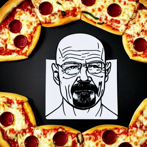 Image similar to pizza in the shape of walter white, promotional material, 4 k, professional photography