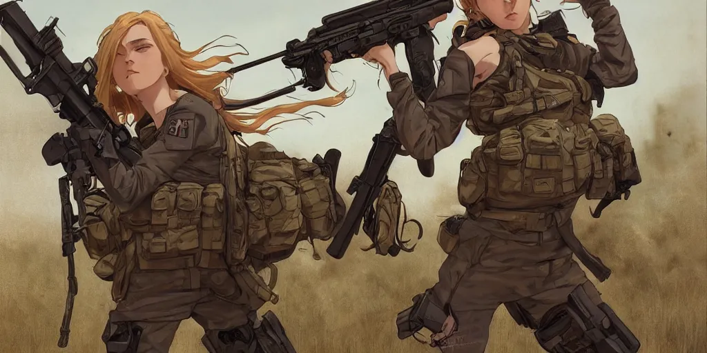 soldier girl, gun, ground explosion, anime style, long | Stable Diffusion |  OpenArt