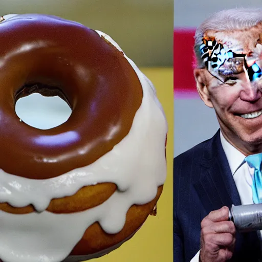 Prompt: Joe Biden eating a very big donut