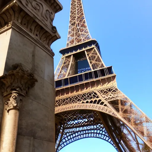 Prompt: the Eiffel Tower in the style of the Leaning Tower of Pisa