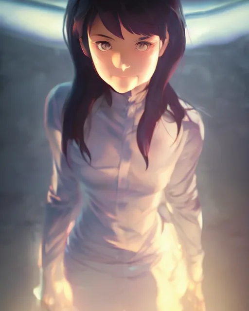 Image similar to a very evil girl, full shot, atmospheric lighting, detailed face, by makoto shinkai, stanley artgerm lau, wlop, rossdraws