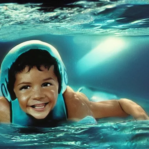 Image similar to a still of sharkboy a 1 9 7 7 photo, realistic, photorealistic, detailed,