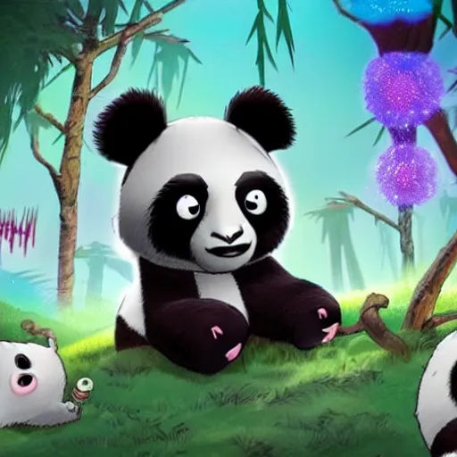 Image similar to panda zombie, animated film